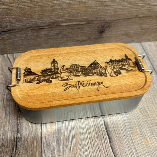 Bad Wildungen - Eco Click Lunchbox Weißblech mit Holz-Deckel - 750ml - Highlights