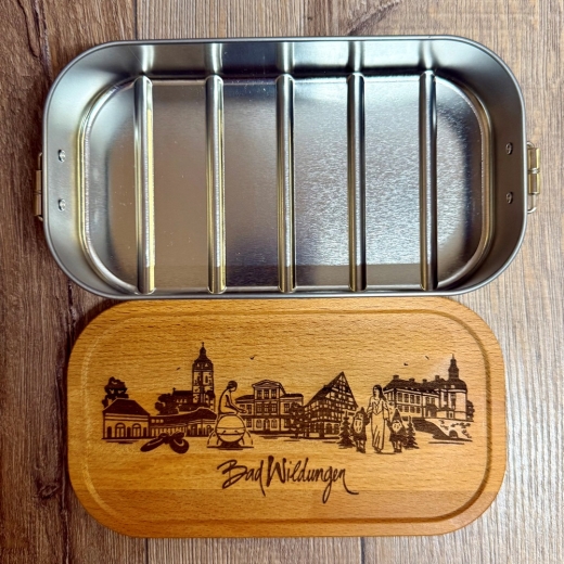 Bad Wildungen - Eco Click Lunchbox Weißblech mit Holz-Deckel - 750ml - Highlights