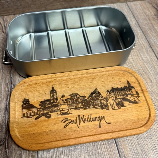 Bad Wildungen - Eco Click Lunchbox Weißblech mit Holz-Deckel - 750ml - Highlights
