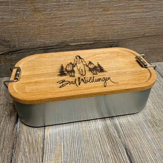 Bad Wildungen - Eco Click Lunchbox Weißblech mit Holz-Deckel - 750ml - Schneewittchen