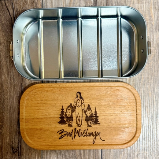 Bad Wildungen - Eco Click Lunchbox Weißblech mit Holz-Deckel - 750ml - Schneewittchen