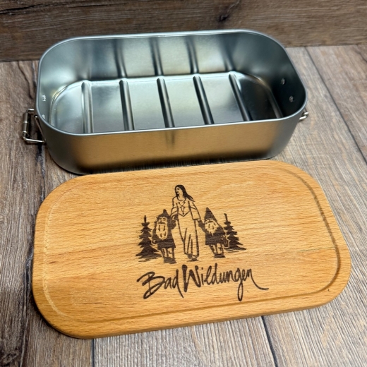 Bad Wildungen - Eco Click Lunchbox Weißblech mit Holz-Deckel - 750ml - Schneewittchen