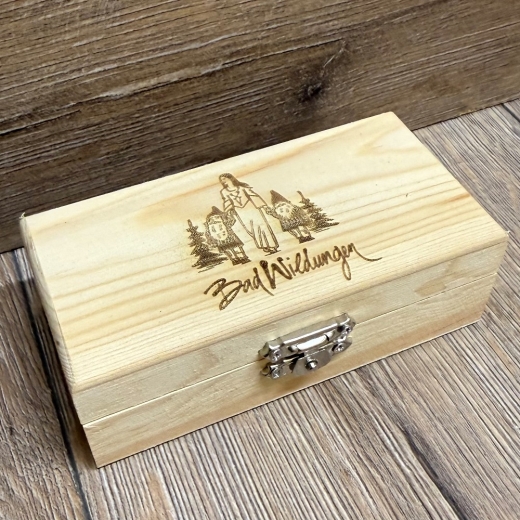 Bad Wildungen - Holzkiste natur - Größe 1 - 12x6x4cm - Schneewittchen