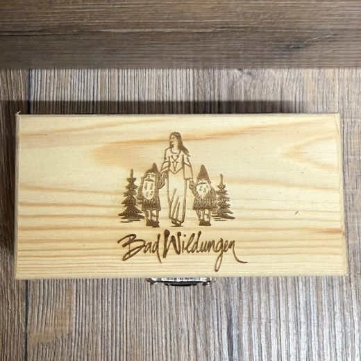 Bad Wildungen - Holzkiste natur - Größe 1 - 12x6x4cm - Schneewittchen