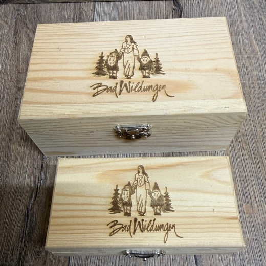 Bad Wildungen - Holzkiste natur - Größe 1 - 12x6x4cm - Schneewittchen