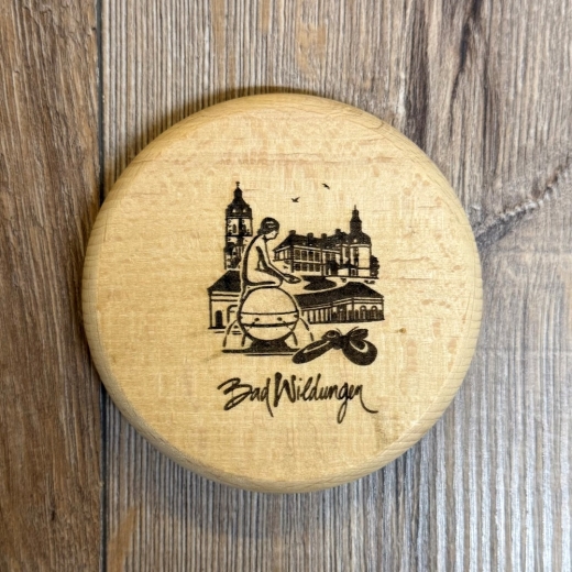 Bad Wildungen - Holz Deckel - Buche unbehandelt - Trinkglas/ Bierkrug/ Bierdeckel - 10cm - Highlights hochkant