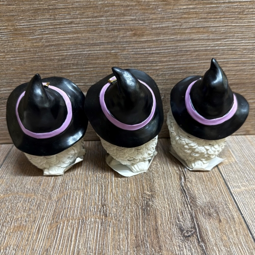 Figur - Lustige Eulen - Die Drei Weisen Schnee-Eulen stehend - 3er Set - coloriert