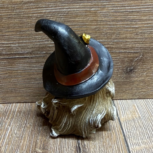 Figur - Lustige Hexe mit Knubbelnase klein - lila Hut & Besen