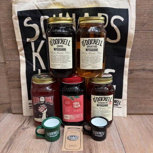Moonshine O'Donnell - Sonderaktion 2er Set 700ml inkl. Jutebeutel, 2 kl. Emaille Becher & Pin