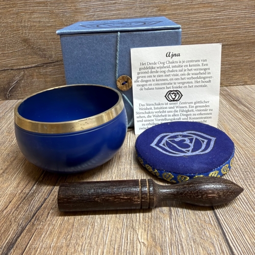 Klangschale - Chakra 6. Stirn-Chakra/ Ajna Set inkl. Klangstab & Kissen ca. 8cm - blau