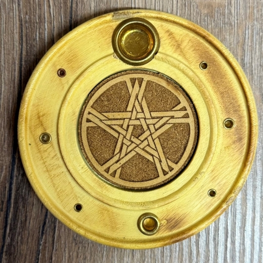 Räucherstäbchen & -kegel - Halter aus Holz - Pentagramm - ca. 10cm