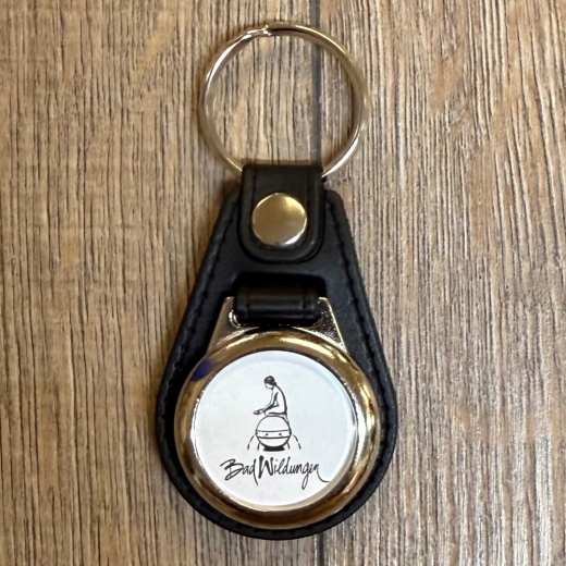 Schlüsselanhänger - McO - Metall & Kunstleder inkl. Einkaufswagenchip - Motiv Bad Wildungen Nymphenbrunnen