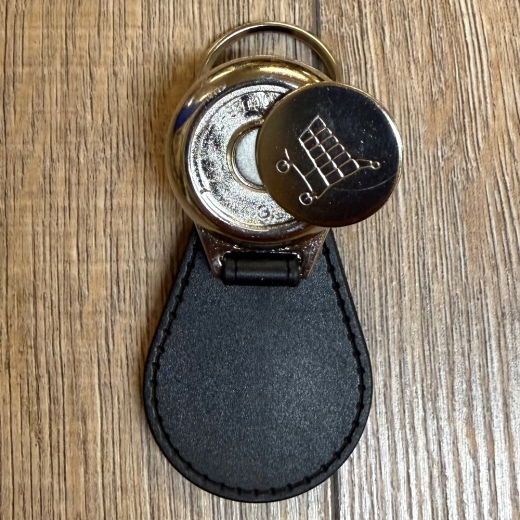 Schlüsselanhänger - McO - Metall & Kunstleder inkl. Einkaufswagenchip - Motiv Bad Wildungen Nymphenbrunnen