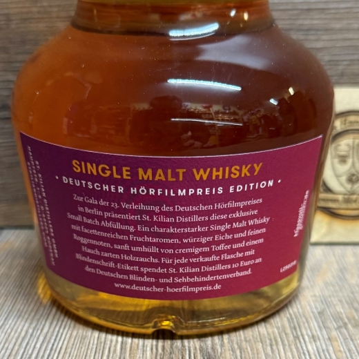 Whisky - St.Kilian - Sonderabfüllung - Deutscher Höhrfilmpreis 2025 - 0,5l limitiert auf 300 Flaschen