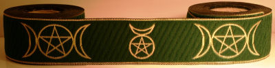 33 Borte Göttin & Gott Pentagramm grasgrn/ gold - 33mm - 5m Rolle - Mittelalter LARP Karneval