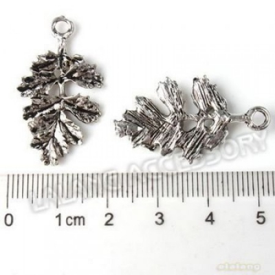 Anhänger - Charm - Blatt - Farbe: Silber
