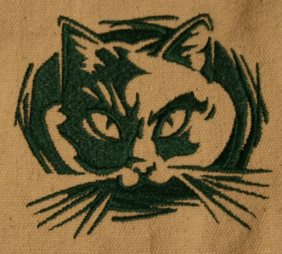 Umhänge- Tasche natur - Katzen-Kopf/ Felidae - grün