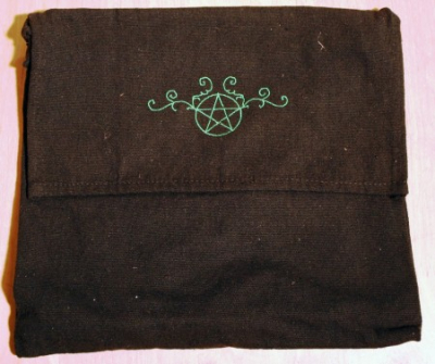 Umhänge- Tasche schwarz - Pentagramm/ Pentakel Ranke - grün