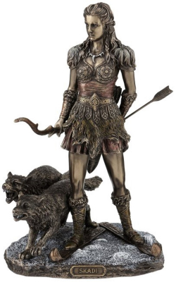 Statue - Skadi - nordische Göttin der Jagd und des Winters - bronziert - Dekoration - Ritualbedarf
