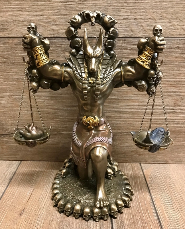 Statue Anubis Mit Waage Und Schadel Ankh Agyptischer Gott Der Toten Ebay