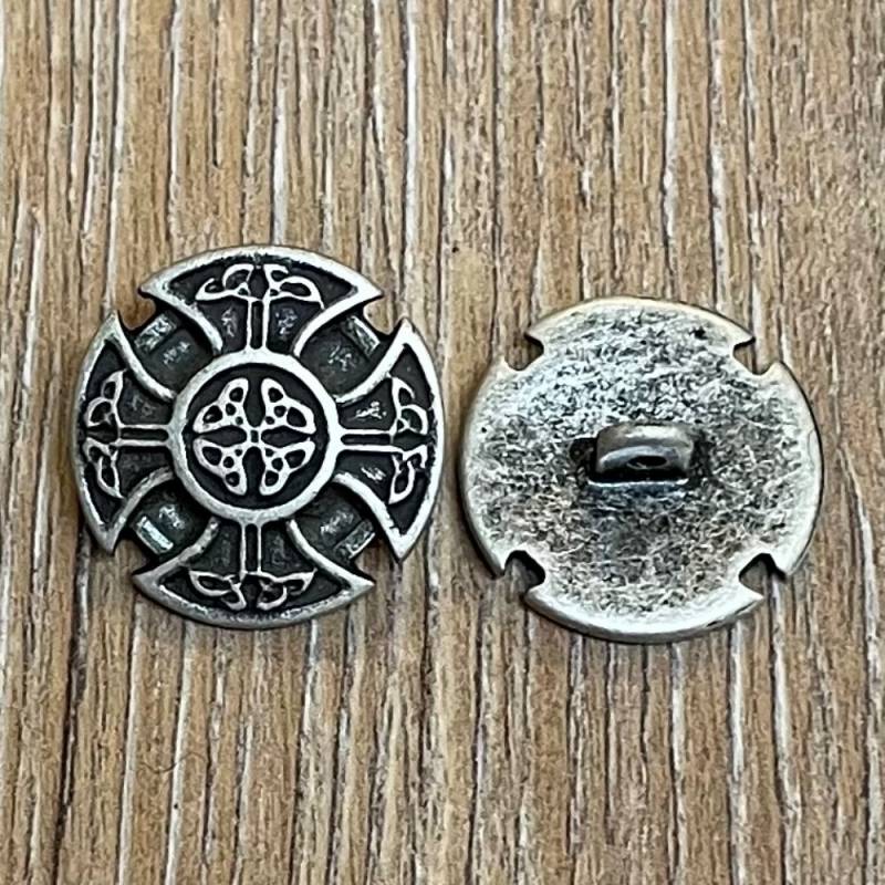 Steampunk Knopf aus Metall mit Zahnrad-Motiv in Silber