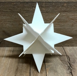 3D Stern weiß Größe A6 - ca. 24cm hoch - 5er Set - Ausverkauf