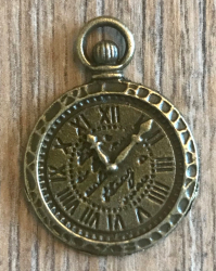 Anhänger - Charm - Uhr Amulett - Farbe: Antik Bronze