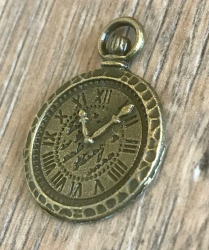 Anhänger - Charm - Uhr Amulett - Farbe: Antik Bronze