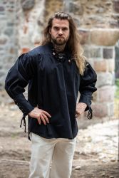 Hemd LC - 2012 Piratenhemd mit geschnürten Manschetten, Stehkragen, mit Schnürung