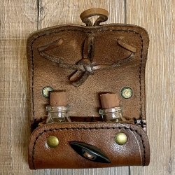 Leder - Tranktasche 2er - braun