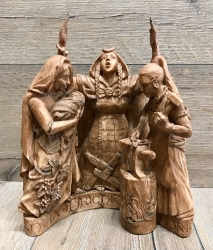 Statue - Brigid - Dreifache Göttin - Triple Goddess - Holzoptik - Dekoration - Ritualbedarf