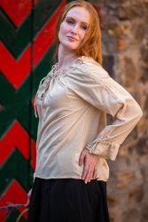 Bluse LC - 2028 Damen, lange Ärmel & Spitze