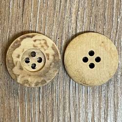 Knopf aus Holz - 4-Loch - natur - geflammt - 23mm - Ausverkauf