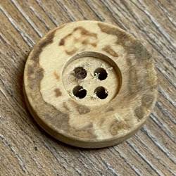 Knopf aus Holz - 4-Loch - natur - geflammt - 23mm - Ausverkauf