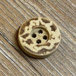 Knopf aus Holz - 4-Loch - natur - geflammt - 18mm - Ausverkauf