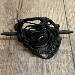 Haarspange - Kunstharz - mit Obsidian - Stab