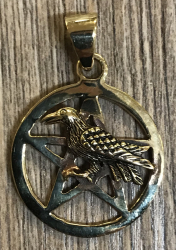 Anhänger Pentagramm & Wotans/ Odins Rabe klein - bronze