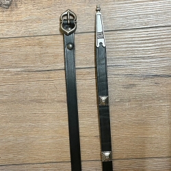 Gürtel - Leder - Mittelalter 1,5cm + Ende + Nieten - schwarz/ silberfarben