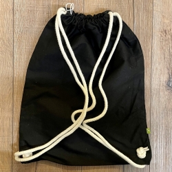 Tasche - Baumwolle - Rucksack - Organische Baumwolle - schwarz mit naturfarbener Kordel
