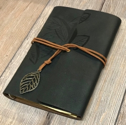 Notizbuch - Diary - Leaf/ Blätter - Größe 2 - schwarz