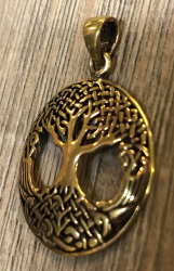 Anhänger - keltisch - Baum des Lebens/ Weltenbaum durchbrochen klein - Bronze