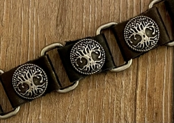 Armband - Leder - Lebensbaum aus Zinn - schwarz