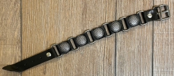 Armband - Leder - Blume des Lebens aus Zinn - schwarz