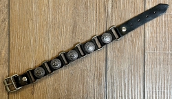 Armband - Leder - OM aus Zinn - schwarz