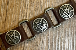 Armband - Leder - Pentagramm/ Pentakel aus Zinn - braun