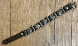 Armband - Leder - Pentagramm/ Pentakel aus Zinn - schwarz