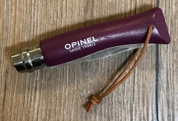 Opinel Rostfrei - Nr. 07 mit 10cm Heftlänge - Lederriemen - violett - Ausverkauf - letzter Artikel