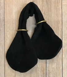 Tasche - Leder - Geldkatze aus Wildleder mit 2 Messingringen - schwarz