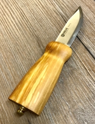 Helle Messer - Nying - Outdoormesser - Dreilagenstahl, masurische Birke, Lederscheide - Ausverkauf