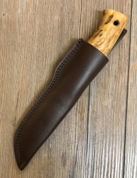 Helle Messer - Temagami - Outdoormesser - rostfrei Griff aus Maserbirke, Lederscheide mit Gürtelschlaufe - Ausverkauf
